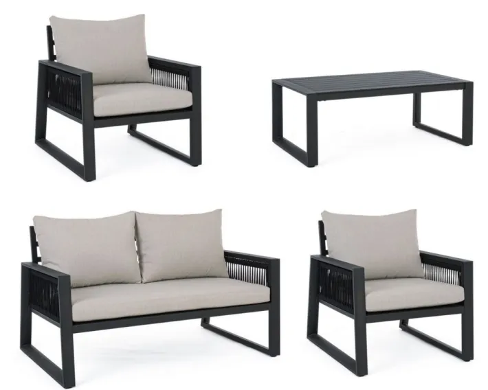 Bizzotto Salotti Completi>SALOTTO IN ALLUMINIO ANTRACITE LH32 - CAPTIVA