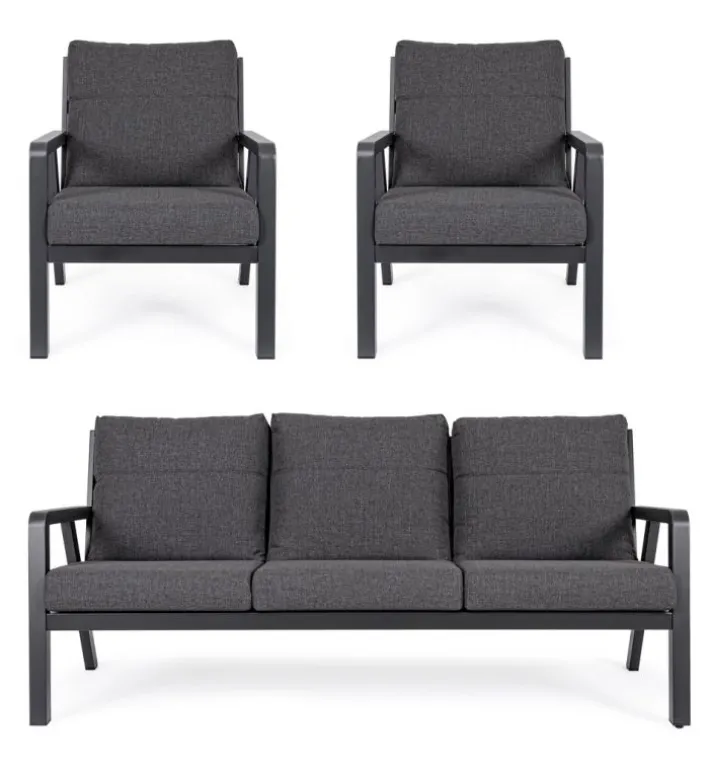 Bizzotto Salotti Completi>SALOTTO IN ALLUMINIO ANTRACITE JX55 - TRUMAN