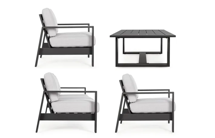 Bizzotto Salotti Completi>SALOTTO IN ALLUMINIO ANTRACITE YK13 - BALTIC