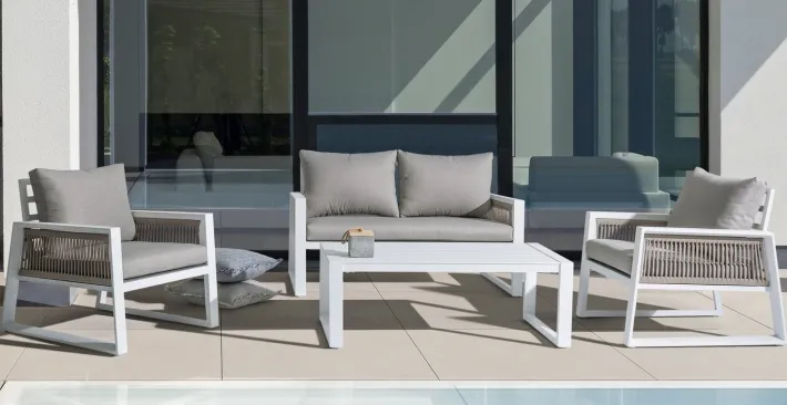 Bizzotto Salotti Completi>SALOTTO IN ALLUMINIO BIANCO LH30 - CAPTIVA