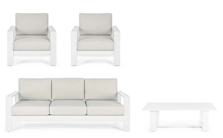 Bizzotto Salotti Completi>SALOTTO IN ALLUMINIO BIANCO YK11 - BALTIC