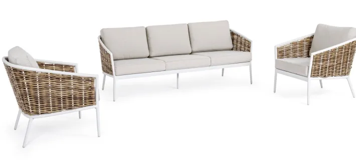 Bizzotto Salotti Completi>SALOTTO IN FIBRA SINTETICA BIANCO YK11 - MARIBELA