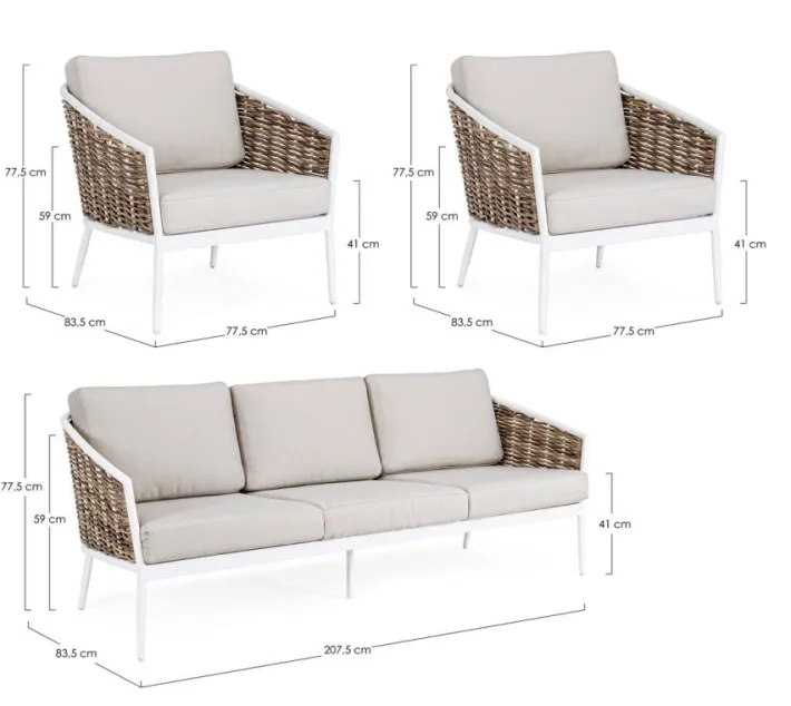 Bizzotto Salotti Completi>SALOTTO IN FIBRA SINTETICA BIANCO YK11 - MARIBELA