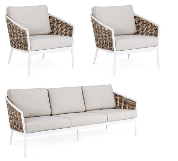 Bizzotto Salotti Completi>SALOTTO IN FIBRA SINTETICA BIANCO YK11 - MARIBELA