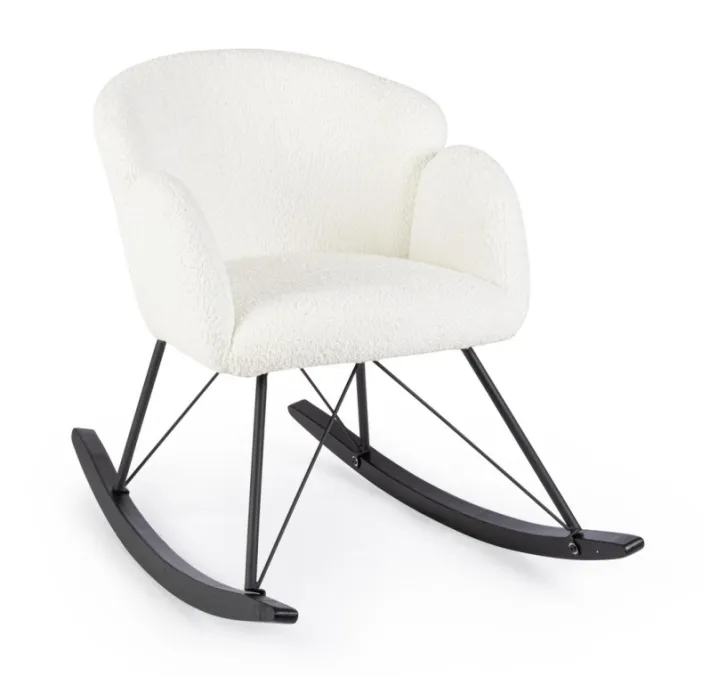 Bizzotto Poltrone E Chaise Longue>SEDIA A DONDOLO EFFETTO BOUCLE' BIANCA - SIBILLA