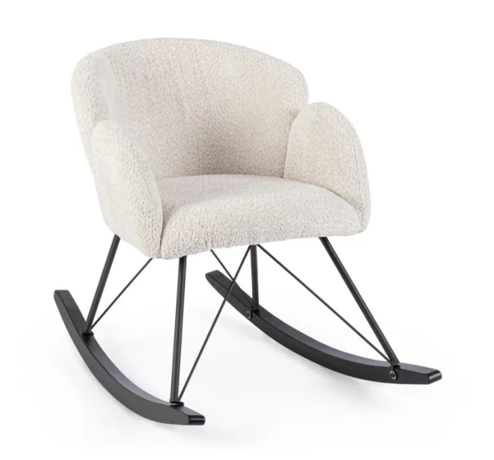 Bizzotto Poltrone E Chaise Longue>SEDIA A DONDOLO EFFETTO BOUCLE' NATURALE - SIBILLA