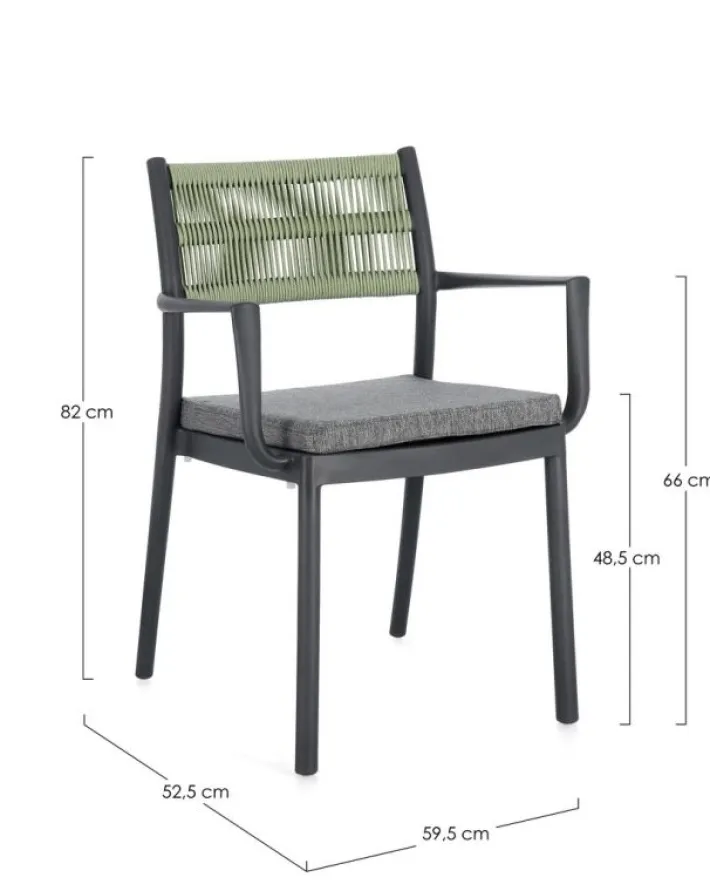 Bizzotto Sedie>SEDIA C-BR C-C ALVIN ANTRACITE/VERDE