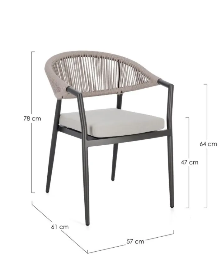 Bizzotto Sedie>SEDIA C-BR C-C MILLOR ANTRACITE/KHAKI