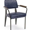 Bizzotto Sedie>SEDIA CON BRACCIOLI IN ECOPELLE BLU - NELLY
