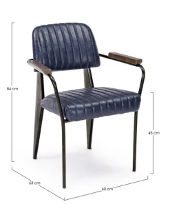 Bizzotto Sedie>SEDIA CON BRACCIOLI IN ECOPELLE BLU - NELLY