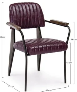 Bizzotto Sedie>SEDIA CON BRACCIOLI IN ECOPELLE BORDEAUX - NELLY