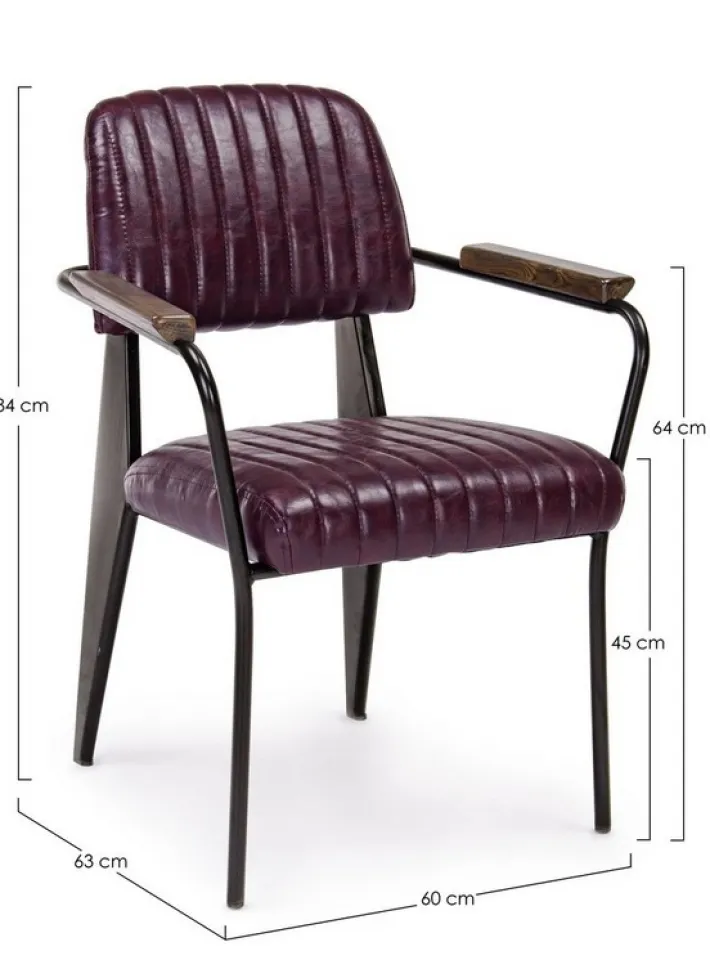 Bizzotto Sedie>SEDIA CON BRACCIOLI IN ECOPELLE BORDEAUX - NELLY