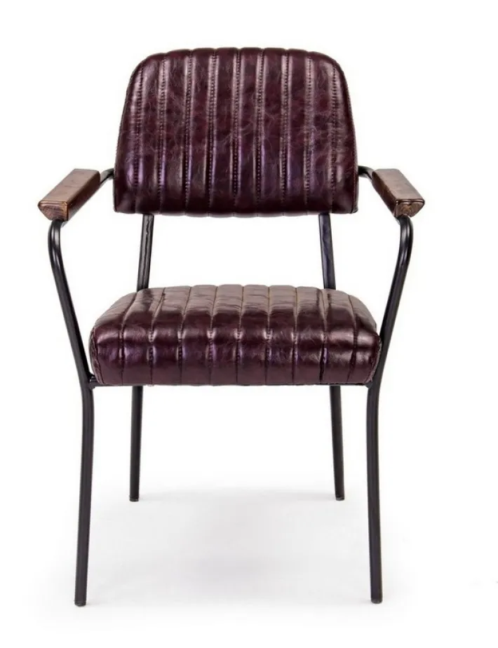 Bizzotto Sedie>SEDIA CON BRACCIOLI IN ECOPELLE BORDEAUX - NELLY