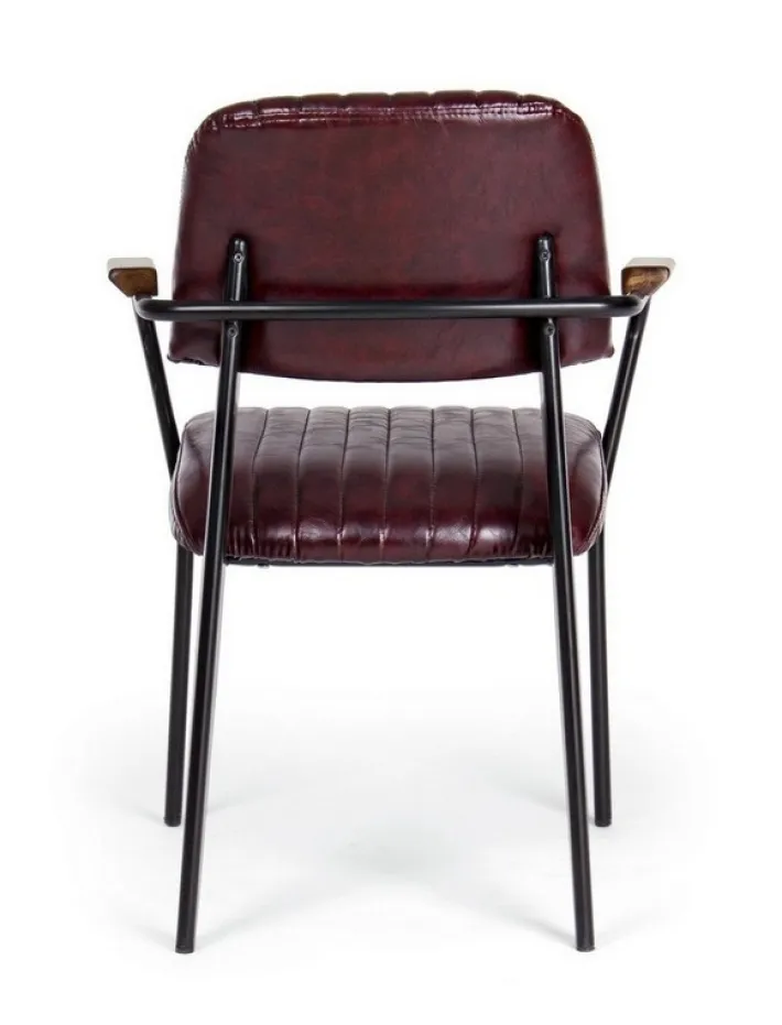 Bizzotto Sedie>SEDIA CON BRACCIOLI IN ECOPELLE BORDEAUX - NELLY