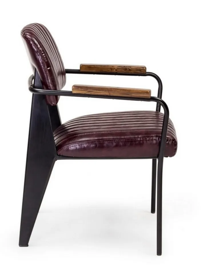 Bizzotto Sedie>SEDIA CON BRACCIOLI IN ECOPELLE BORDEAUX - NELLY