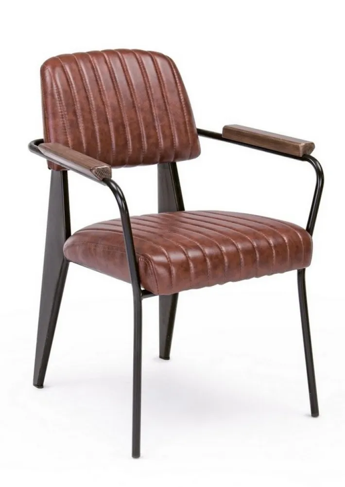 Bizzotto Sedie>SEDIA CON BRACCIOLI IN ECOPELLE ARANCIO SCURO - NELLY