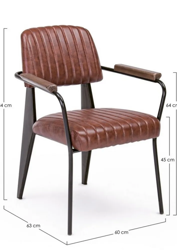 Bizzotto Sedie>SEDIA CON BRACCIOLI IN ECOPELLE ARANCIO SCURO - NELLY