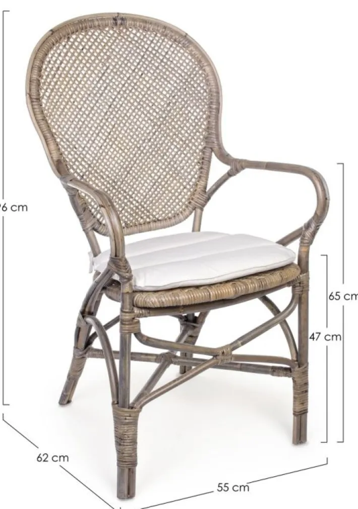 Bizzotto Sedie>SEDIA CON BRACCIOLI IN FIBRE NATURALI - EDELINA