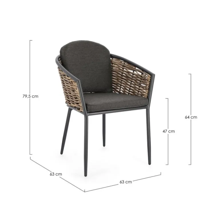 Bizzotto Sedie>SEDIA CON CUSCINO ANTRACITE YK13 - MARIBELA