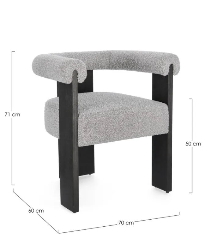 Bizzotto Sedie>SEDIA EFFETTO BOUCLE' NERO GRIGIO - AGAPE