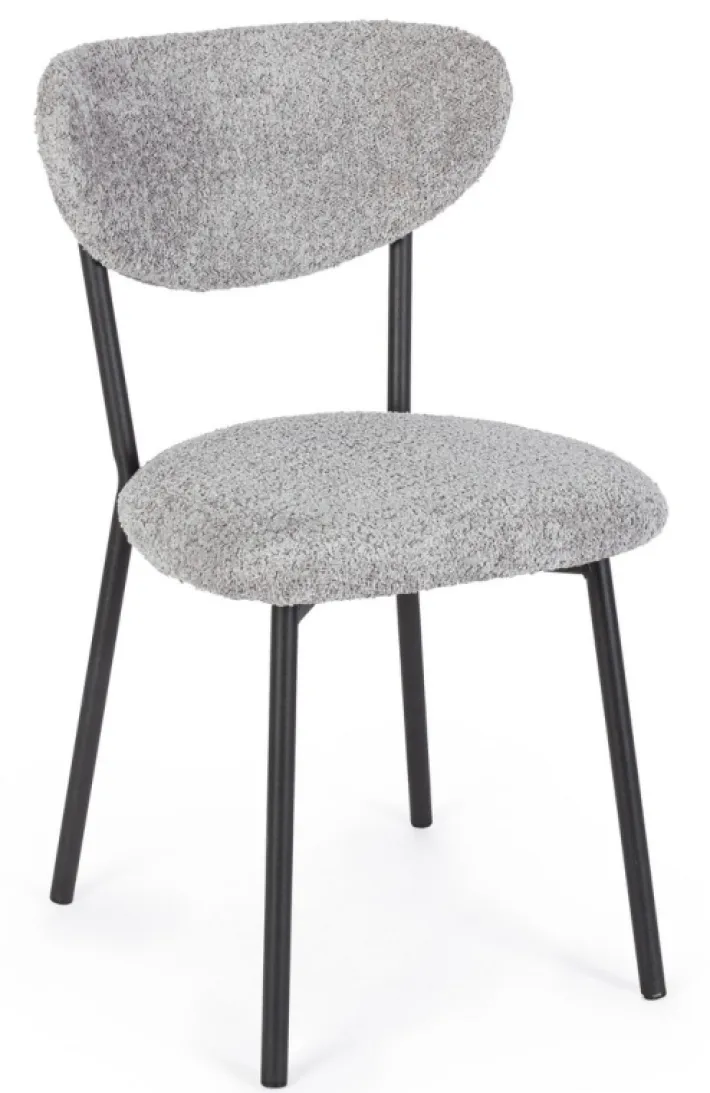 Bizzotto Sedie>SEDIA EFFETTO BOUCLE' GRIGIO CHIARO - LUDMILLA