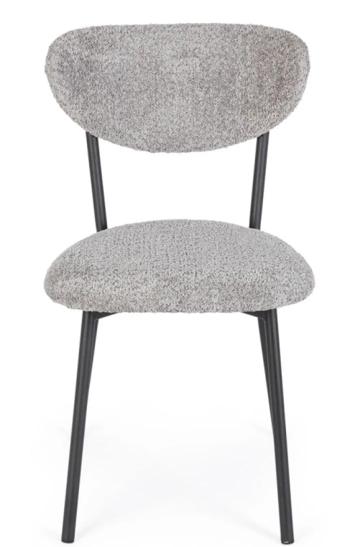 Bizzotto Sedie>SEDIA EFFETTO BOUCLE' GRIGIO CHIARO - LUDMILLA