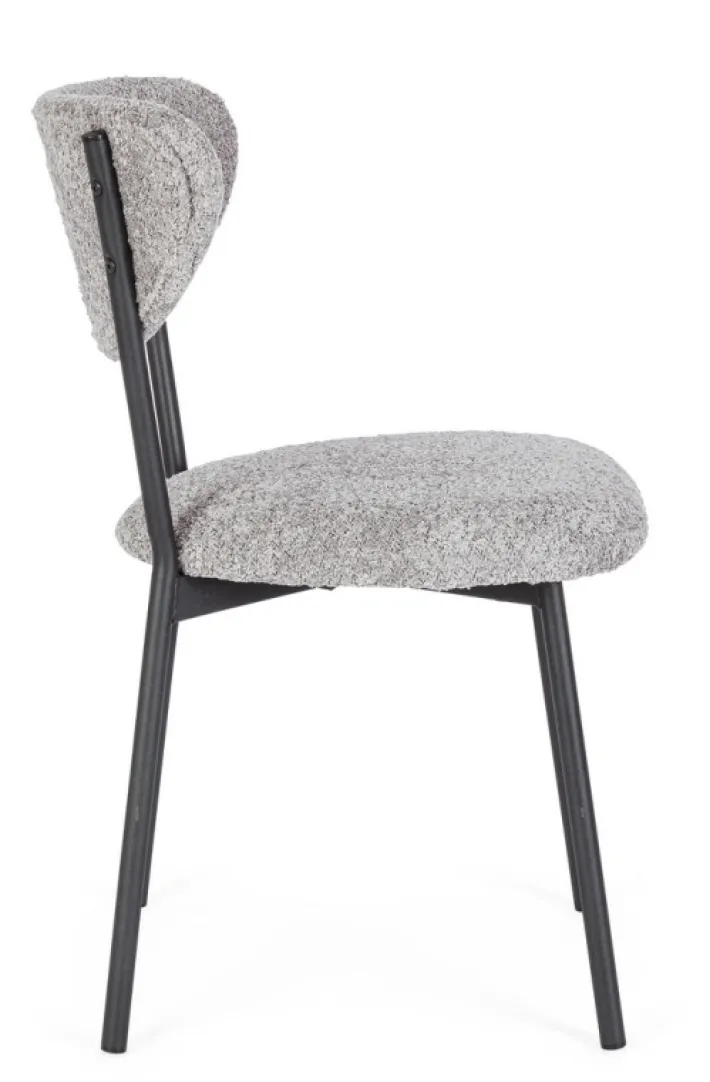 Bizzotto Sedie>SEDIA EFFETTO BOUCLE' GRIGIO CHIARO - LUDMILLA