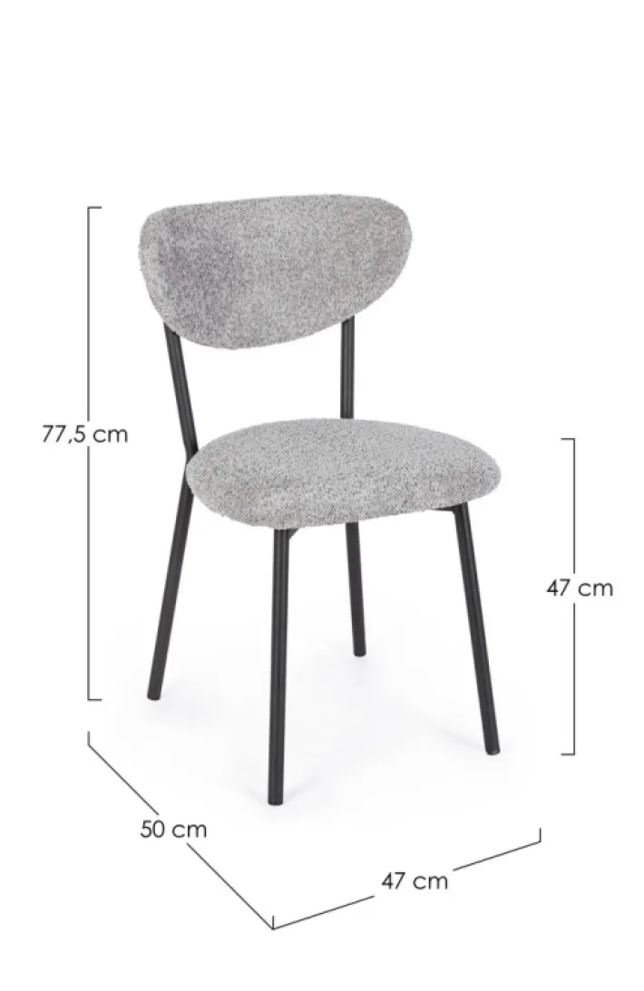 Bizzotto Sedie>SEDIA EFFETTO BOUCLE' GRIGIO CHIARO - LUDMILLA