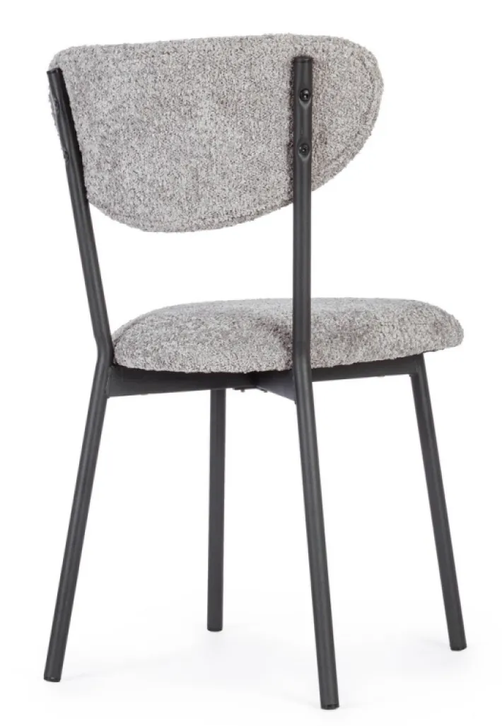Bizzotto Sedie>SEDIA EFFETTO BOUCLE' GRIGIO CHIARO - LUDMILLA