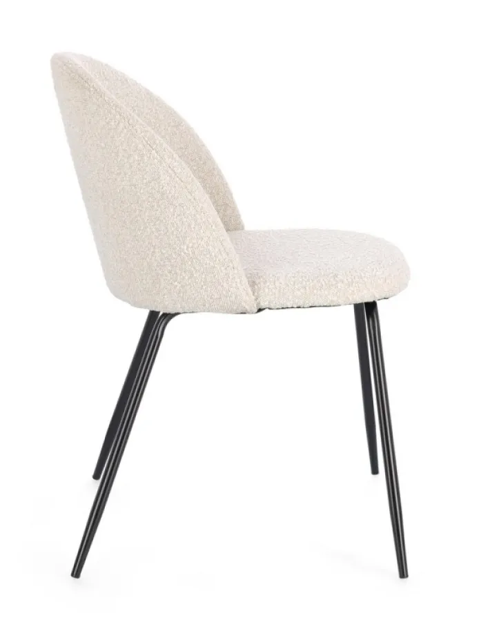 Bizzotto Sedie>SEDIA EFFETTO BOUCLE' NERO/AVORIO- TANYA