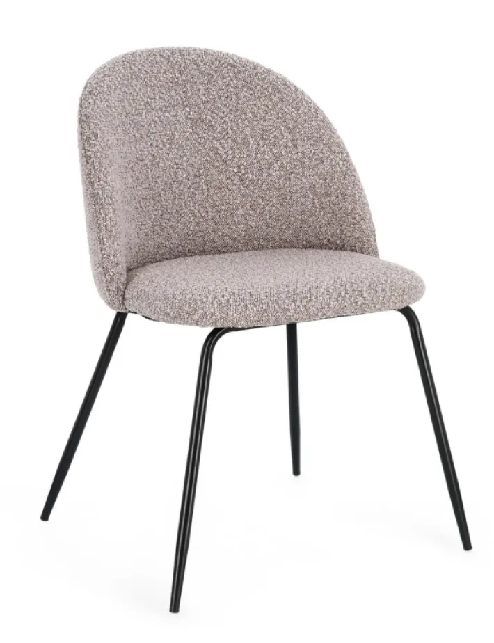 Bizzotto Sedie>SEDIA EFFETTO BOUCLE' NERO/VISONE - TANYA