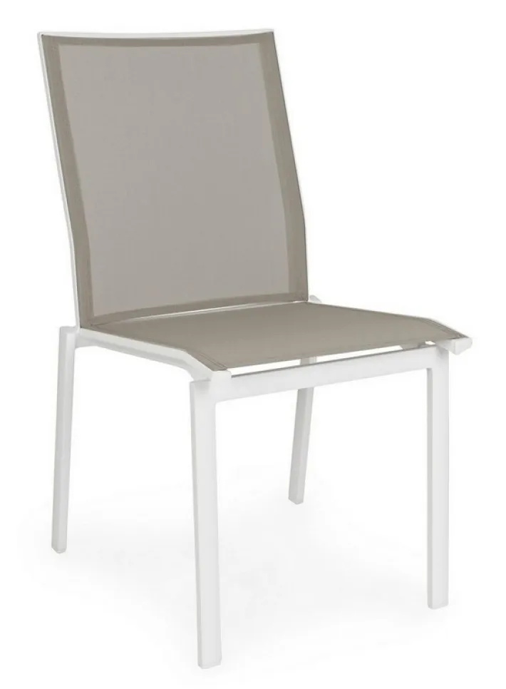 Bizzotto Sedie>SEDIA IN ALLUMINIO IMPILABILE BIANCO/TORTORA GK50 - CRUISE