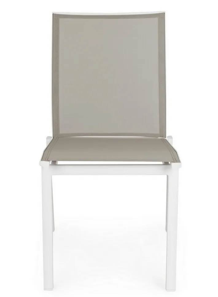 Bizzotto Sedie>SEDIA IN ALLUMINIO IMPILABILE BIANCO/TORTORA GK50 - CRUISE