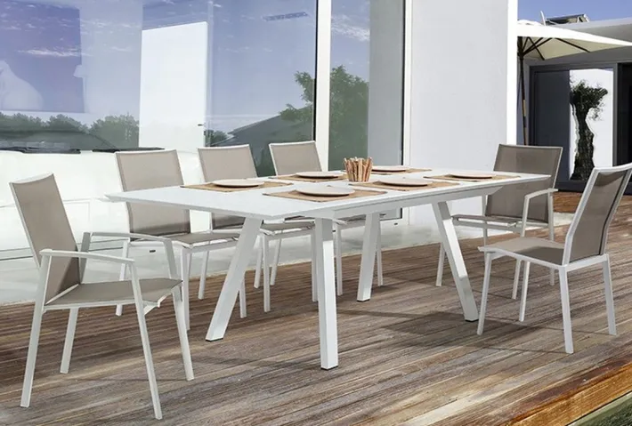 Bizzotto Sedie>SEDIA IN ALLUMINIO IMPILABILE BIANCO/TORTORA GK50 - CRUISE