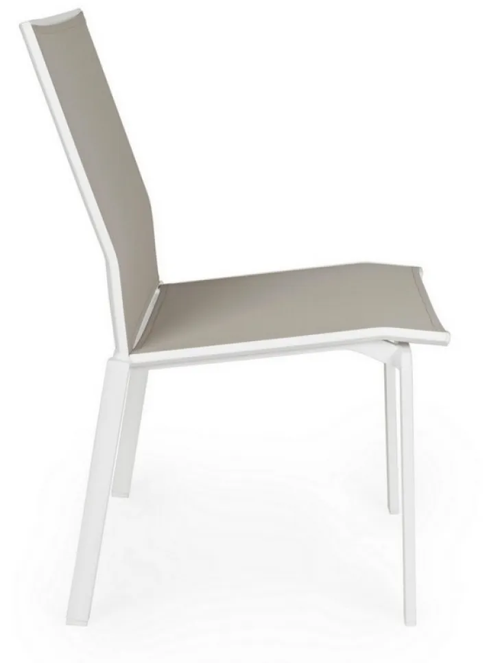 Bizzotto Sedie>SEDIA IN ALLUMINIO IMPILABILE BIANCO/TORTORA GK50 - CRUISE