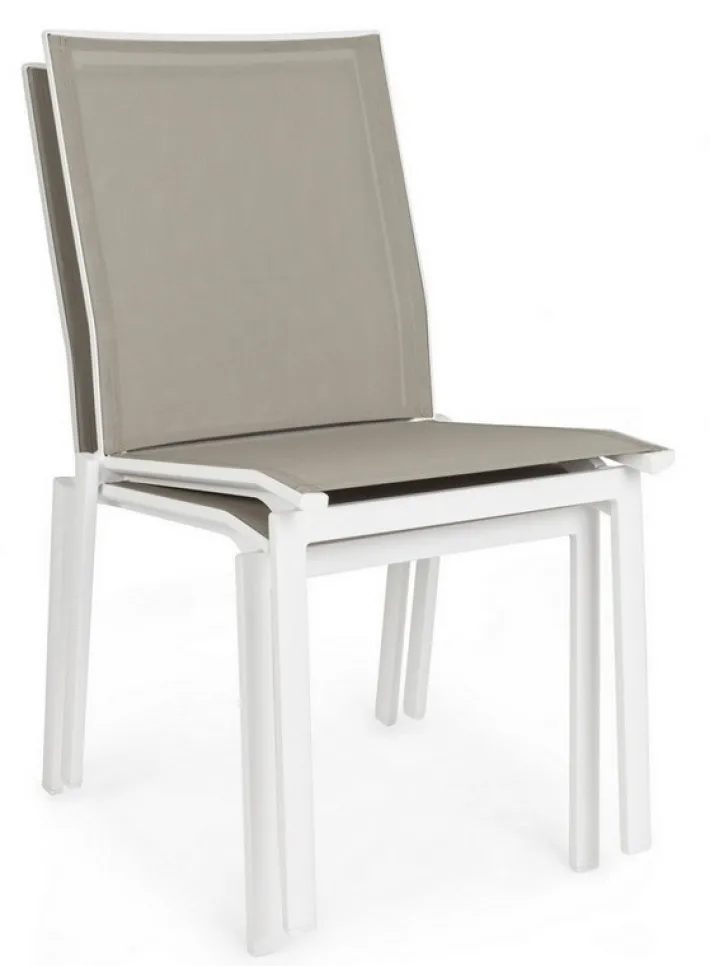 Bizzotto Sedie>SEDIA IN ALLUMINIO IMPILABILE BIANCO/TORTORA GK50 - CRUISE