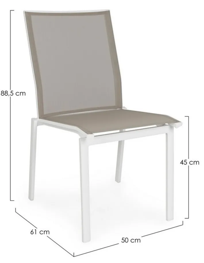 Bizzotto Sedie>SEDIA IN ALLUMINIO IMPILABILE BIANCO/TORTORA GK50 - CRUISE