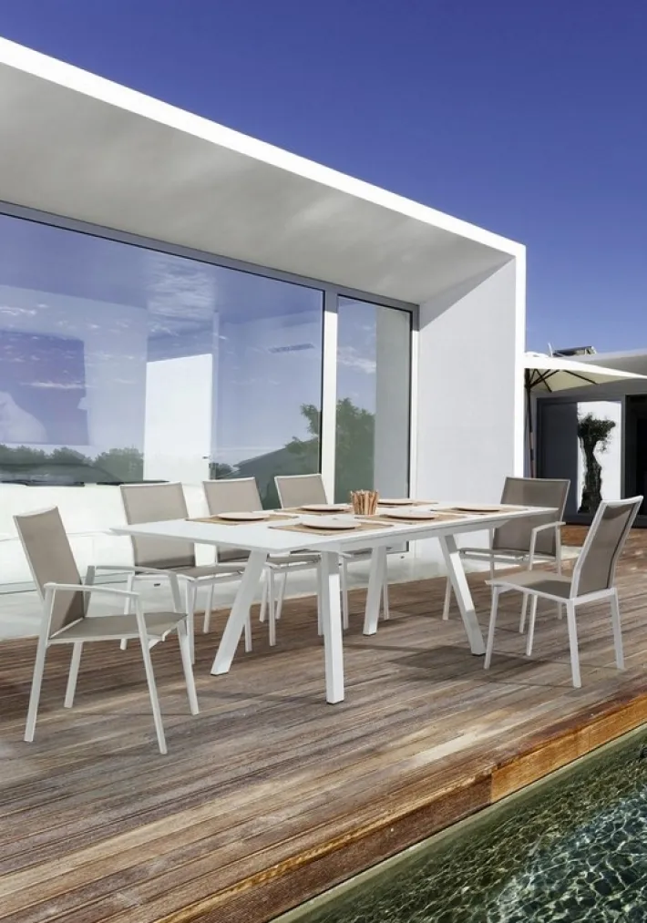Bizzotto Sedie>SEDIA IN ALLUMINIO IMPILABILE BIANCO GK50 - CRUISE