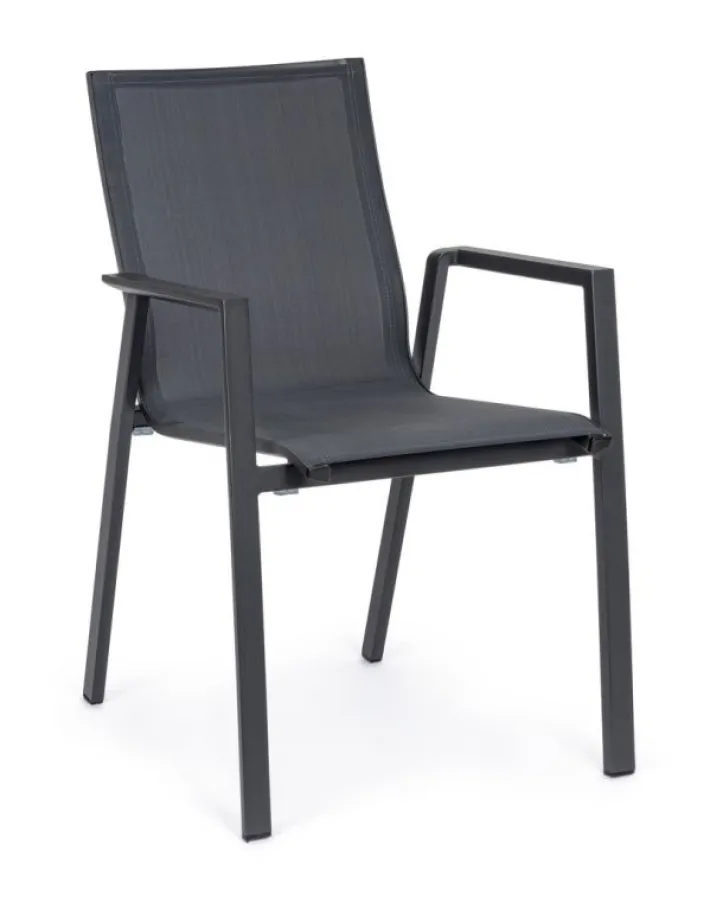 Bizzotto Sedie>SEDIA IN ALLUMINIO IMPILABILE ANTRACITE JX55 - KRION