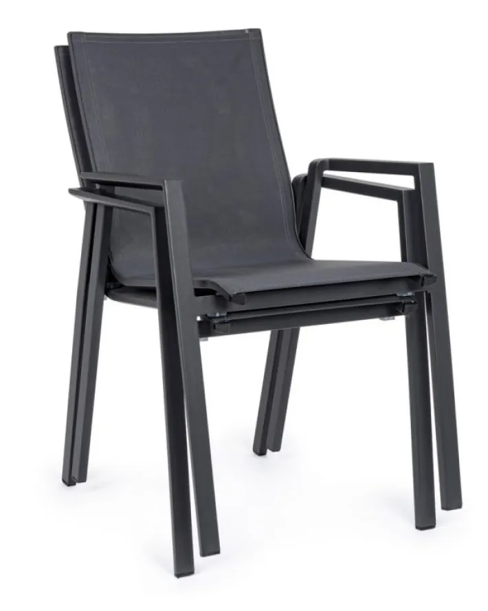 Bizzotto Sedie>SEDIA IN ALLUMINIO IMPILABILE ANTRACITE JX55 - KRION