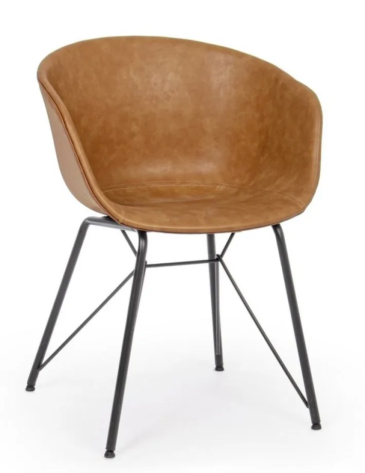 Bizzotto Sedie>SEDIA IN ECOPELLE COLOR CUOIO - WARHOL