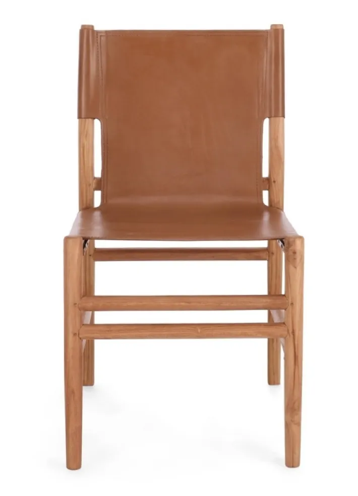 Bizzotto Sedie>SEDIA IN PELLE COGNAC - CAROLINE