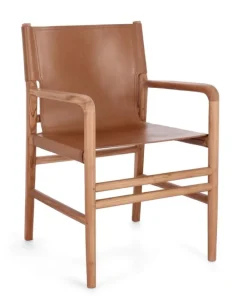 Bizzotto Sedie>SEDIA IN PELLE CON BRACCIOLI COGNAC - CAROLINE