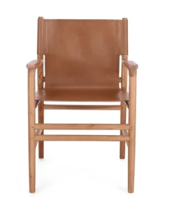 Bizzotto Sedie>SEDIA IN PELLE CON BRACCIOLI COGNAC - CAROLINE