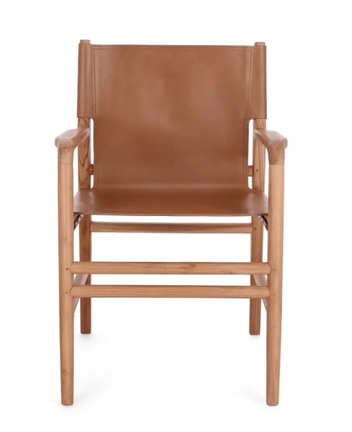 Bizzotto Sedie>SEDIA IN PELLE CON BRACCIOLI COGNAC - CAROLINE