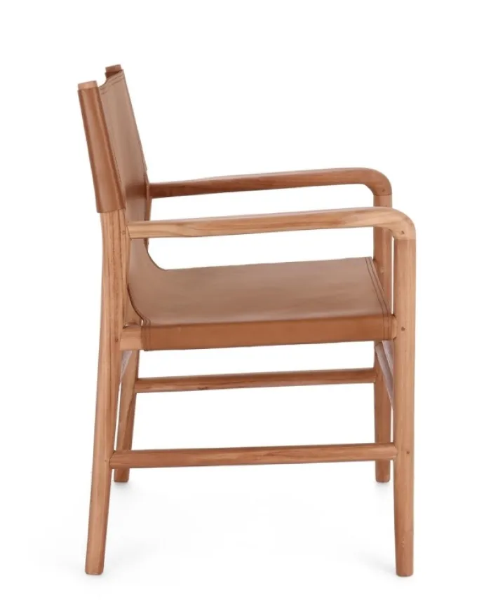 Bizzotto Sedie>SEDIA IN PELLE CON BRACCIOLI COGNAC - CAROLINE