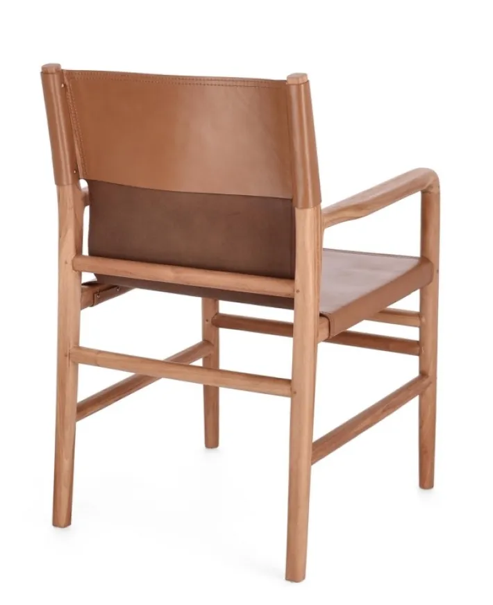 Bizzotto Sedie>SEDIA IN PELLE CON BRACCIOLI COGNAC - CAROLINE