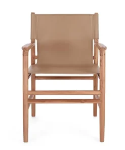 Bizzotto Sedie>SEDIA IN PELLE CON BRACCIOLI TORTORA - CAROLINE