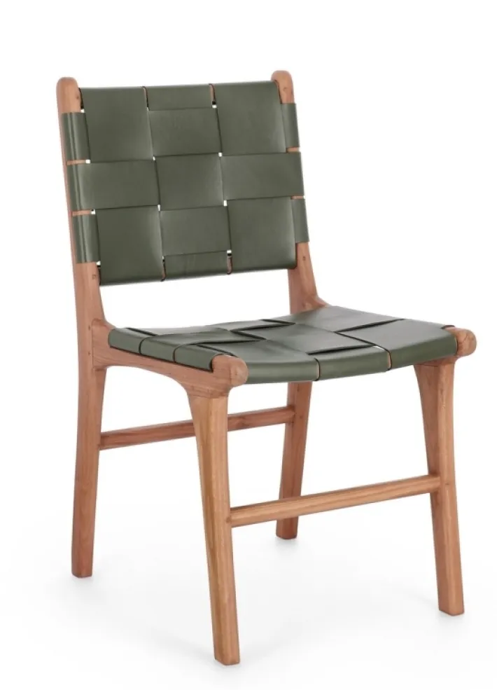Bizzotto Sedie>SEDIA IN PELLE VERDE - JOANNA