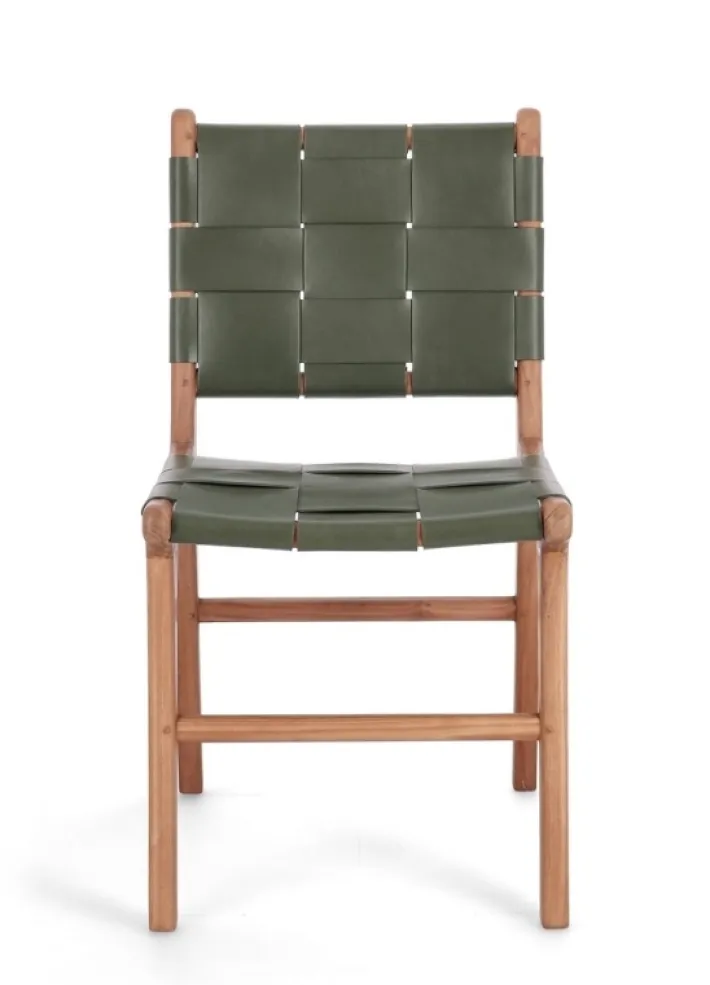 Bizzotto Sedie>SEDIA IN PELLE VERDE - JOANNA
